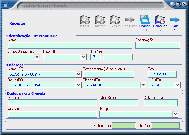 Tela de Cadastro de Receptor<br>
