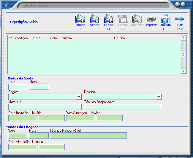 Tela de Expedição Saida